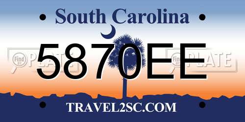 5870EE South Carolina License Plate