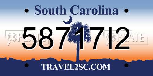 58717I2 South Carolina License Plate
