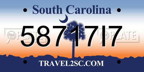 58717I7 South Carolina License Plate