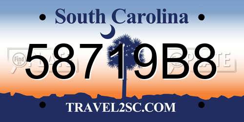 58719B8 South Carolina License Plate