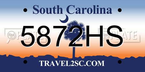 5872HS South Carolina License Plate