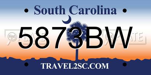 5873BW South Carolina License Plate