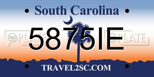 5875IE South Carolina License Plate