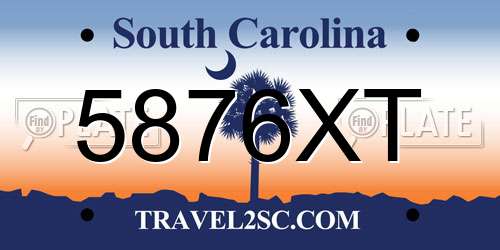 5876XT South Carolina License Plate