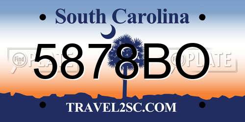 5878BO South Carolina License Plate