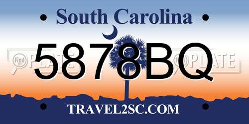 5878BQ South Carolina License Plate
