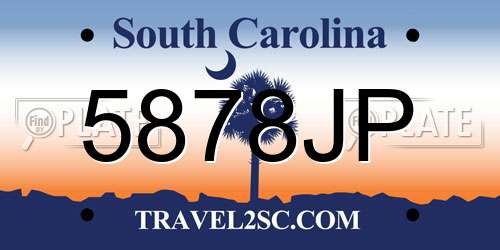 5878JP South Carolina License Plate