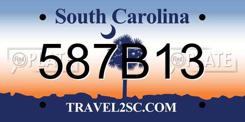 587B13 South Carolina License Plate
