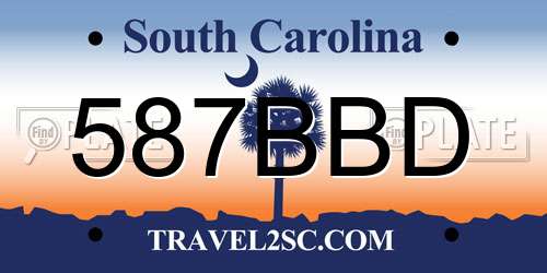 587BBD South Carolina License Plate