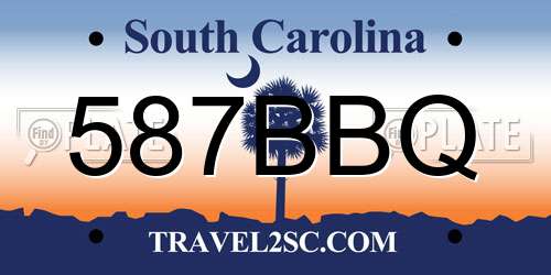 587BBQ South Carolina License Plate