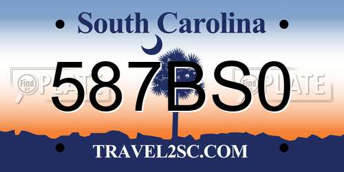 587BS0 South Carolina License Plate