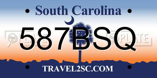587BSQ South Carolina License Plate