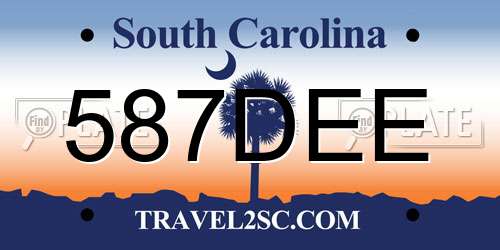 587DEE South Carolina License Plate