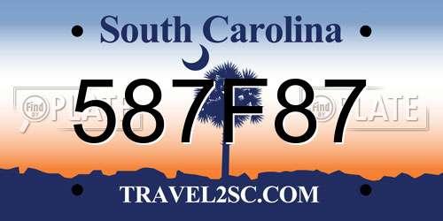 587F87 South Carolina License Plate