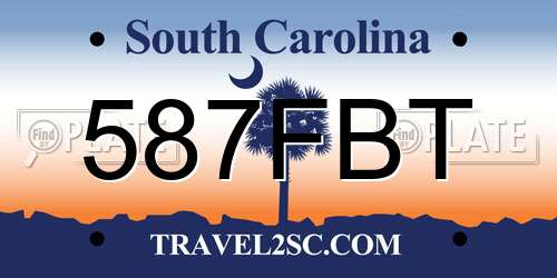 587FBT South Carolina License Plate