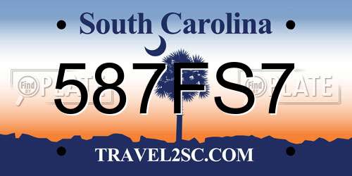 587FS7 South Carolina License Plate