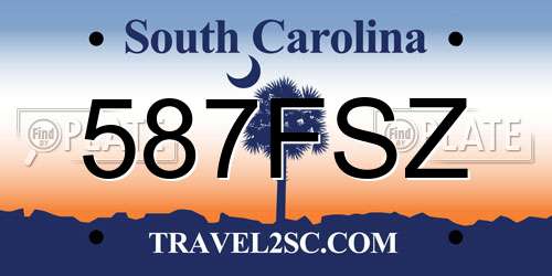 587FSZ South Carolina License Plate