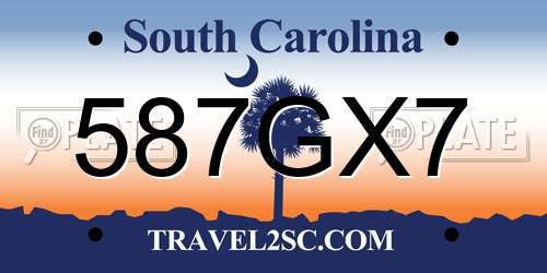 587GX7 South Carolina License Plate