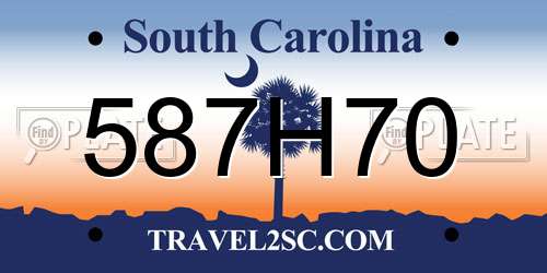 587H70 South Carolina License Plate