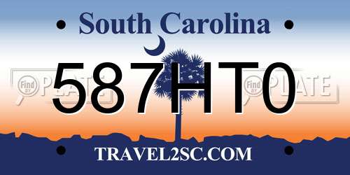587HT0 South Carolina License Plate