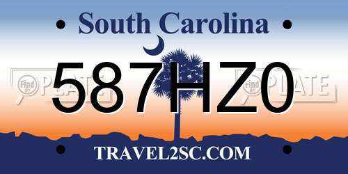 587HZ0 South Carolina License Plate