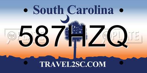 587HZQ South Carolina License Plate