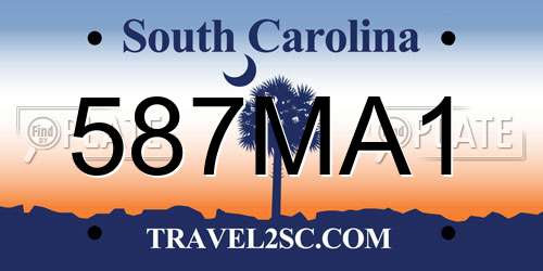 587MA1 South Carolina License Plate