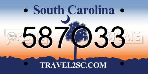 587O33 South Carolina License Plate