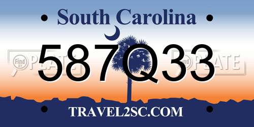 587Q33 South Carolina License Plate