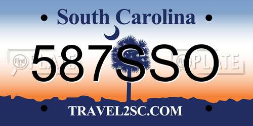 587SSO South Carolina License Plate