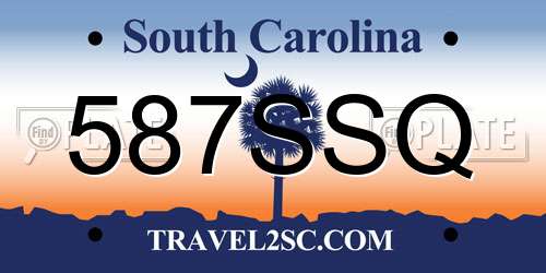 587SSQ South Carolina License Plate