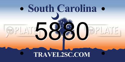 5880 South Carolina License Plate