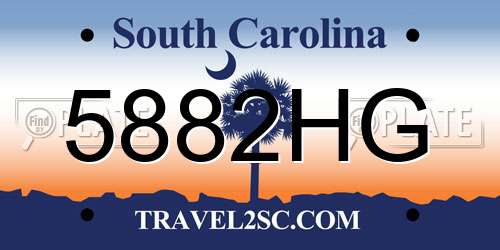 5882HG South Carolina License Plate