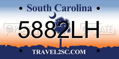 5882LH South Carolina License Plate