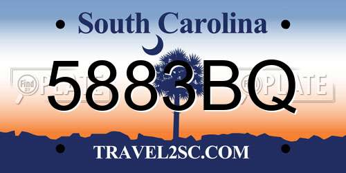 5883BQ South Carolina License Plate
