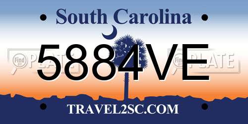5884VE South Carolina License Plate