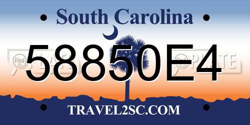 58850E4 South Carolina License Plate