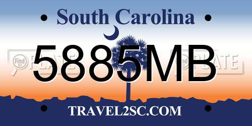 5885MB South Carolina License Plate