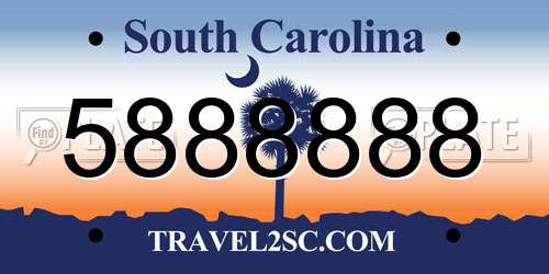 5888888 South Carolina License Plate