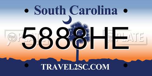 5888HE South Carolina License Plate