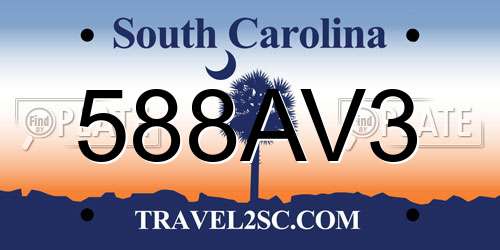 588AV3 South Carolina License Plate
