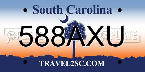 588AXU South Carolina License Plate