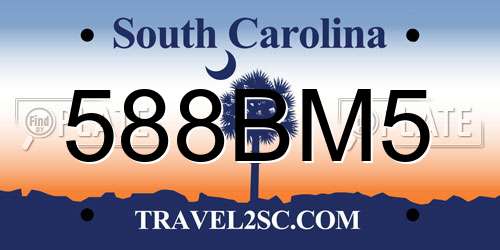 588BM5 South Carolina License Plate
