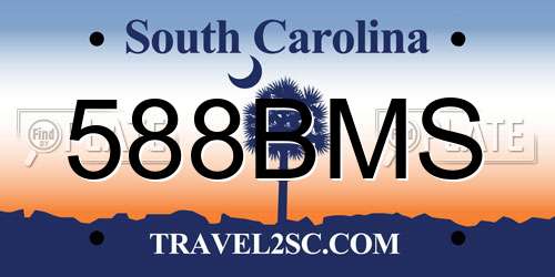 588BMS South Carolina License Plate