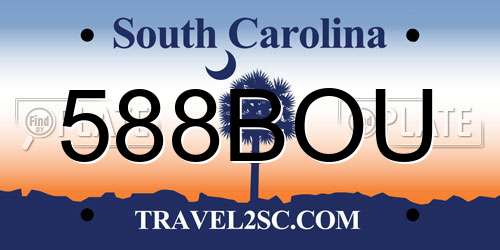 588BOU South Carolina License Plate