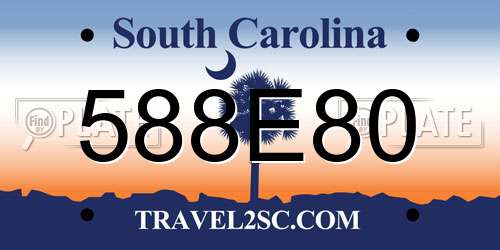 588E80 South Carolina License Plate