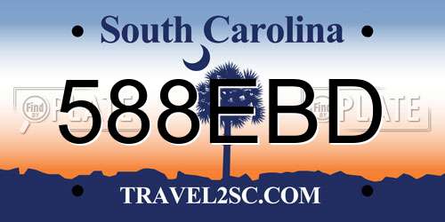 588EBD South Carolina License Plate
