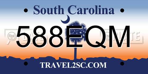 588EQM South Carolina License Plate
