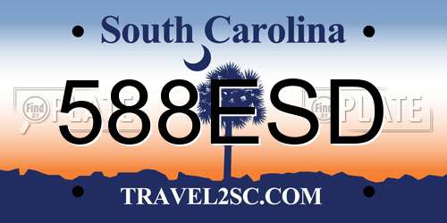 588ESD South Carolina License Plate