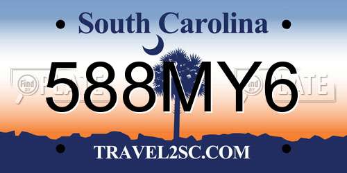 588MY6 South Carolina License Plate